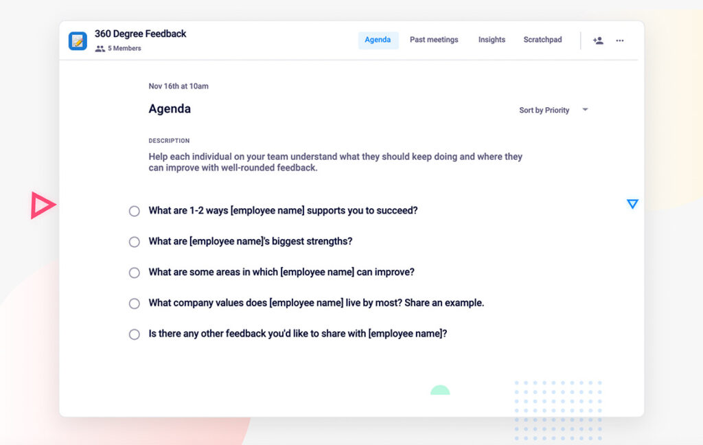 360 degree feedback template