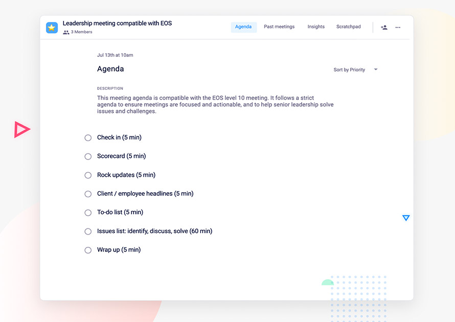 eos level 10 leadership meeting agenda template