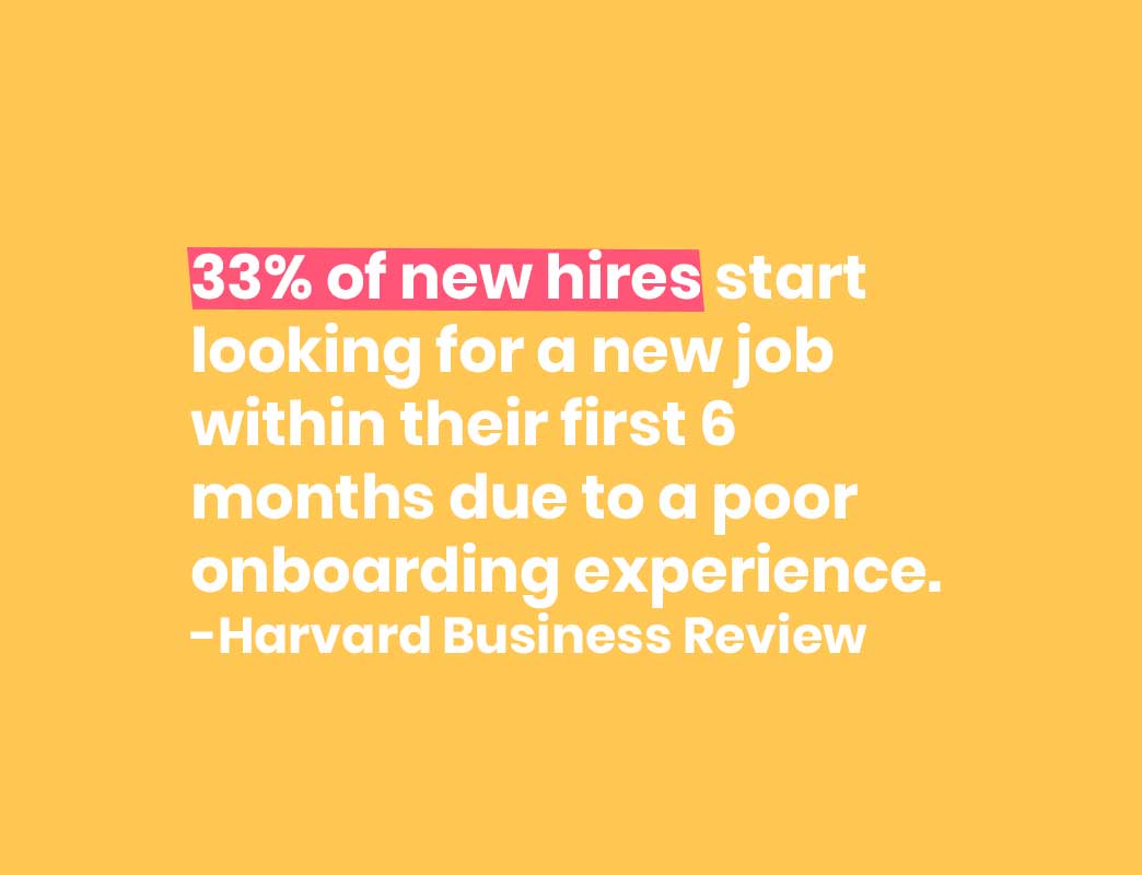 33% of new hires start looking for a new job within their first 6 months due to a poor onboarding experience.