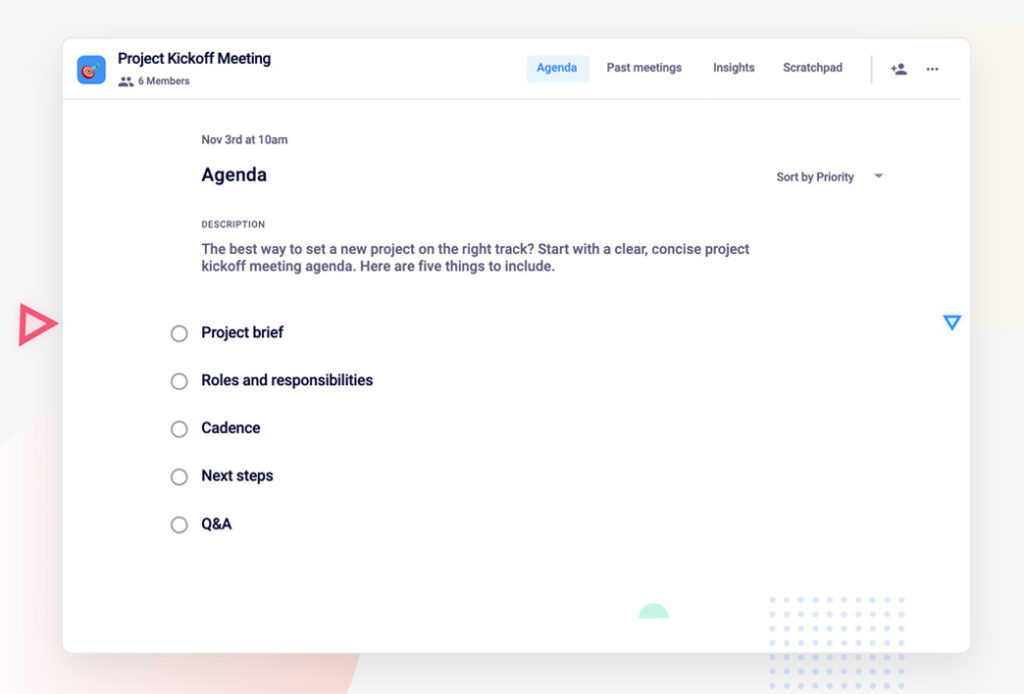 Project kickoff meeting agenda template