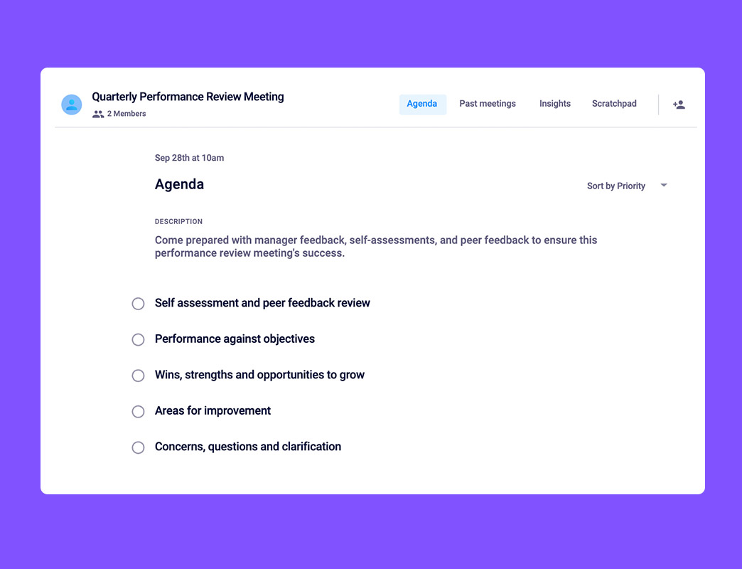 quarterly performance review agenda template