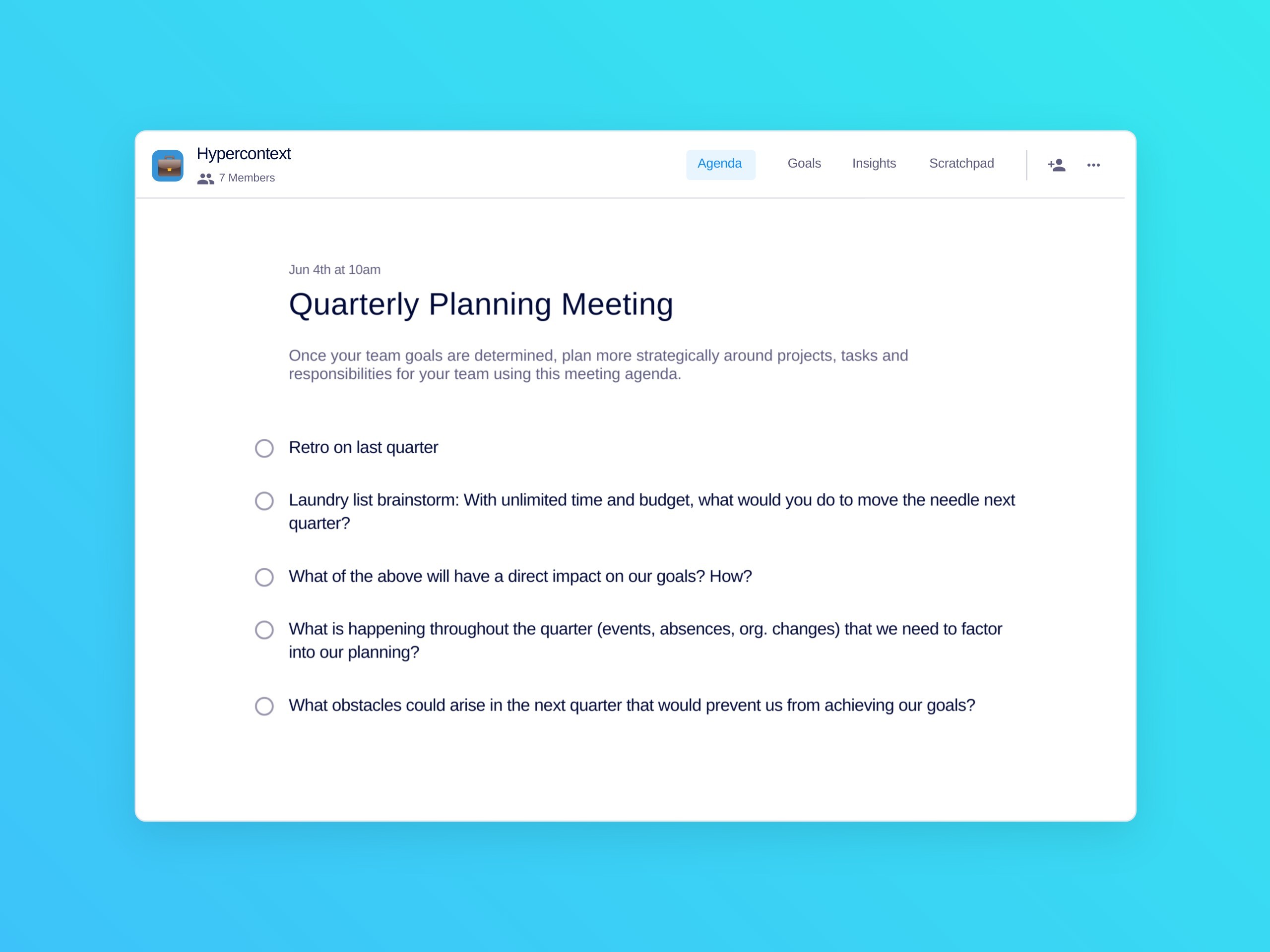 Quarterly Planning Meeting Template Preview