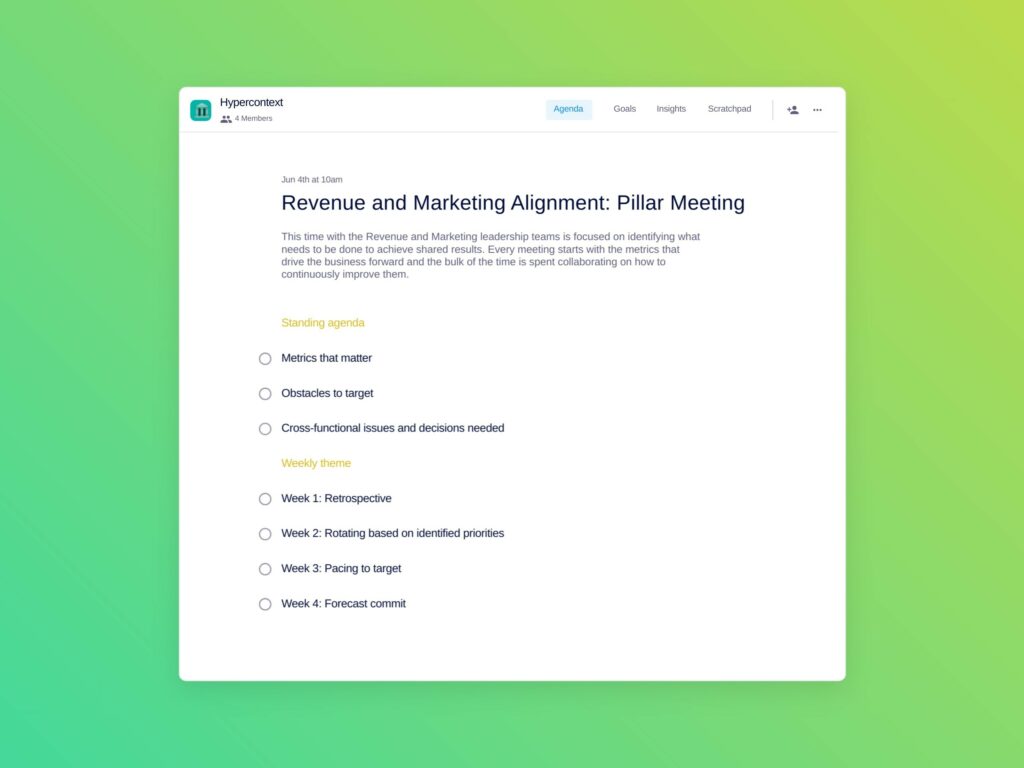 Revenue/marketing alignment meeting template