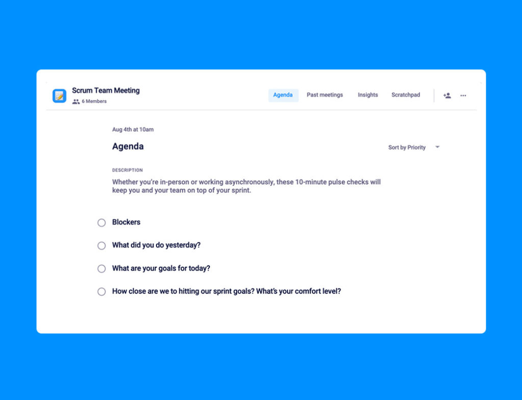 scrum meeting agenda template