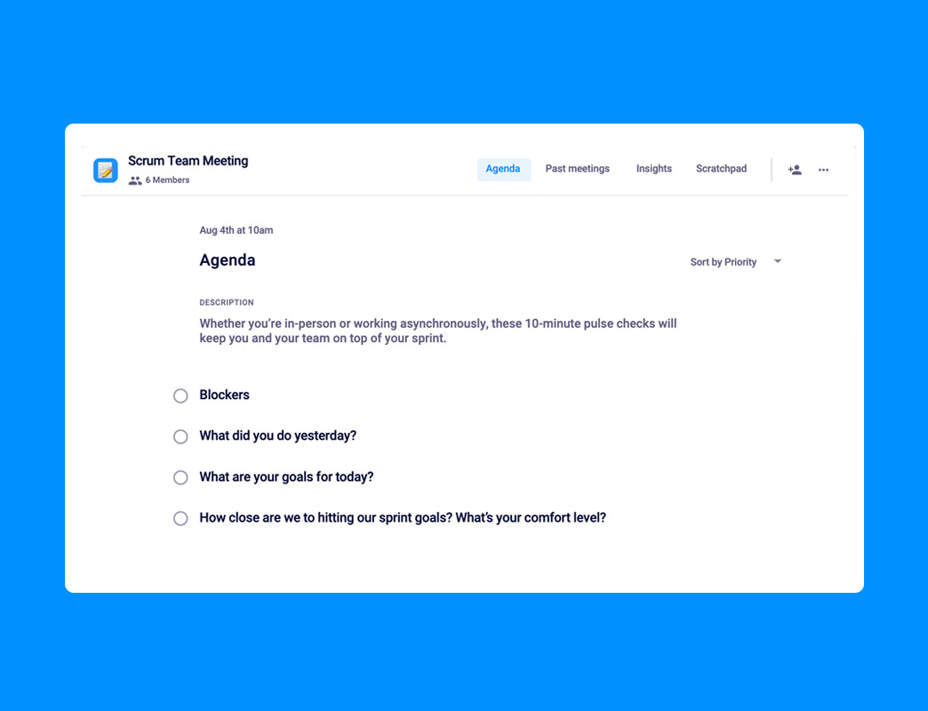 scrum meeting agenda template