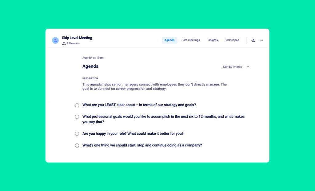 skip level meeting agenda template