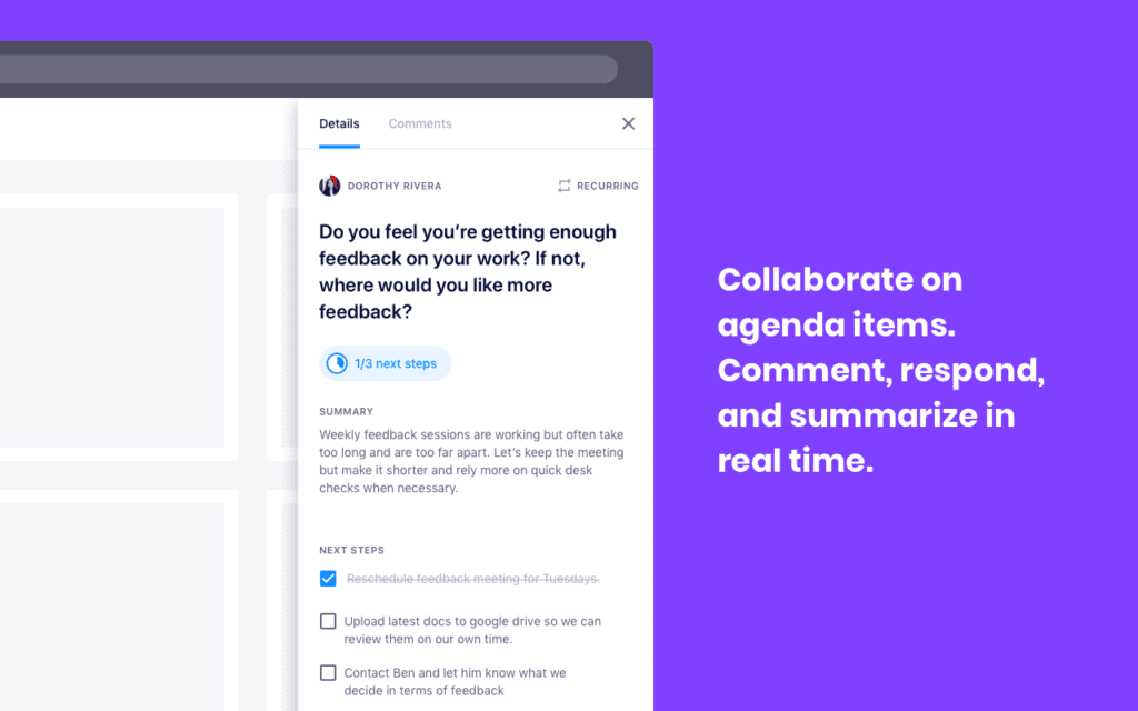 Soapbox chrome extension: collaborate on agenda items. comment, respond and summarize in real-time.