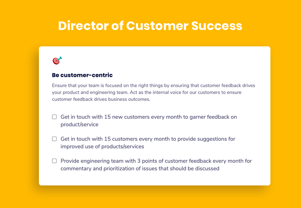 Director of Customer Success goal example