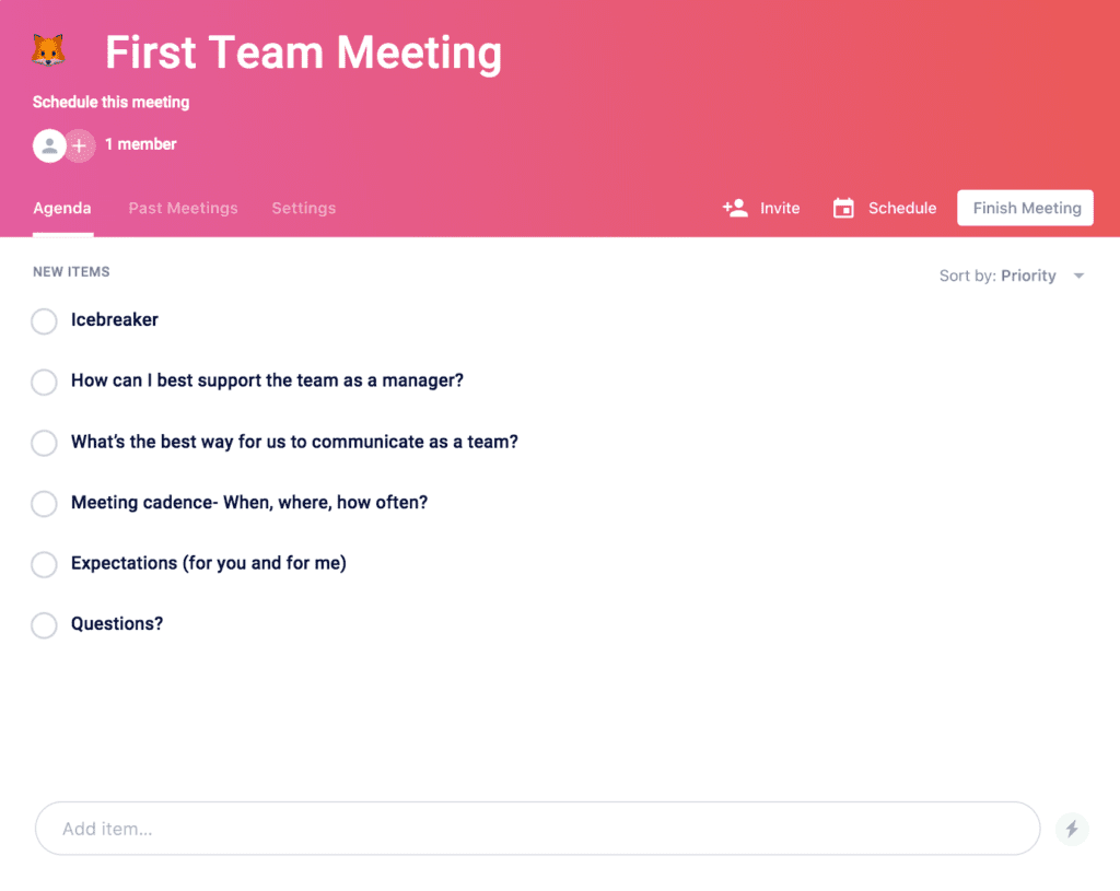 first team meeting agenda template