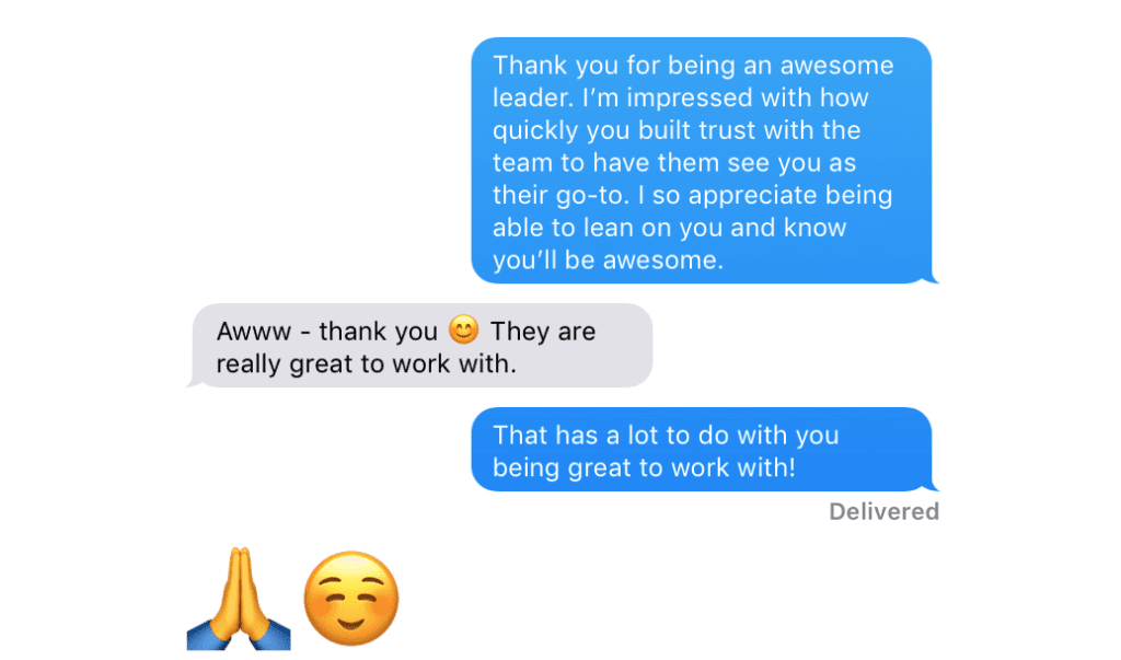 SoapBox team text appreciation